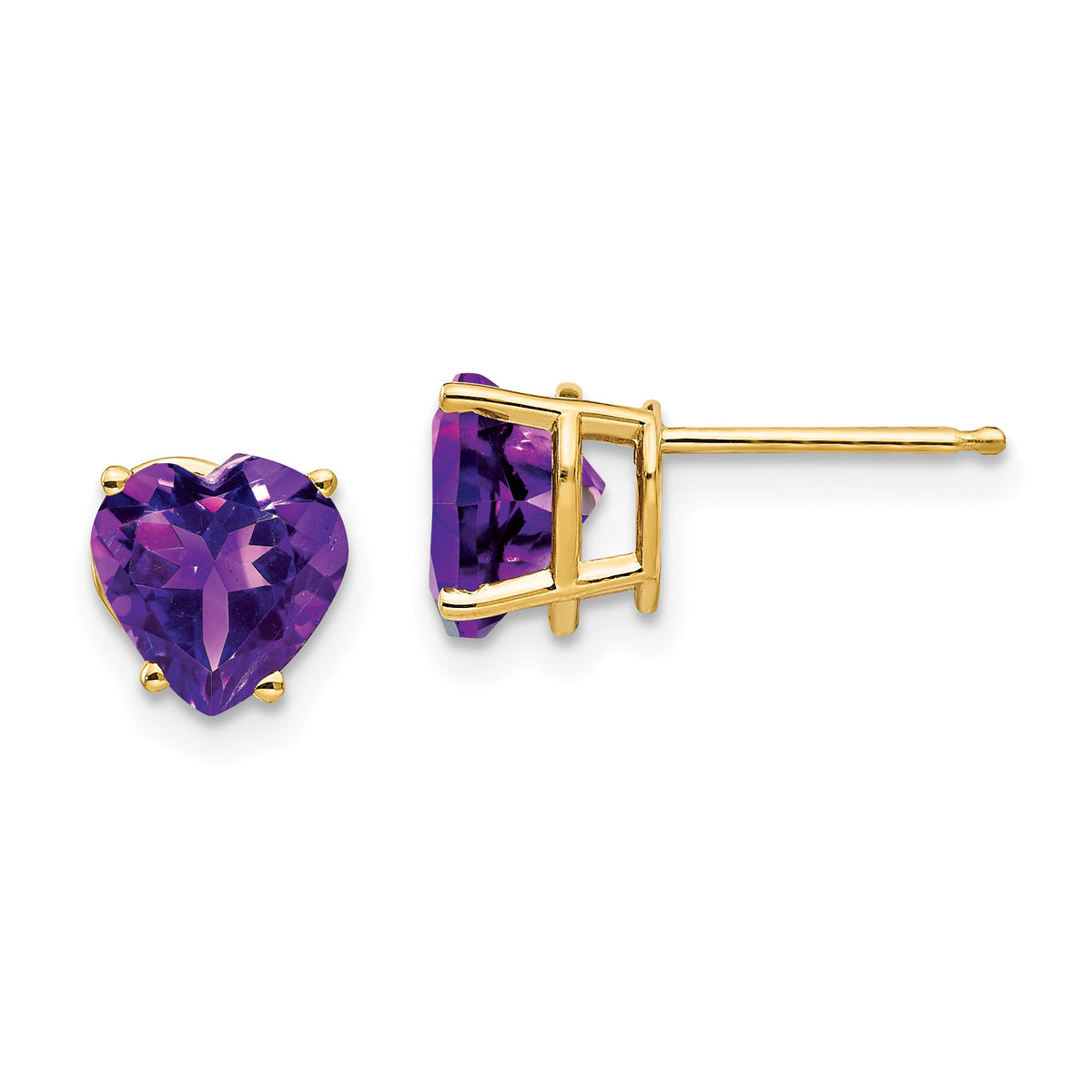 14k 7mm Heart Amethyst Earrings-XE99AM