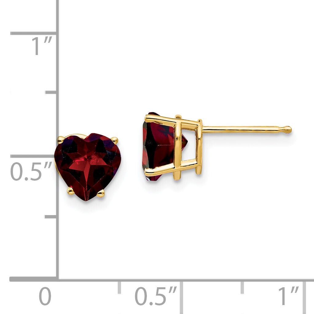14k 7mm Heart Garnet Earrings-XE99GA