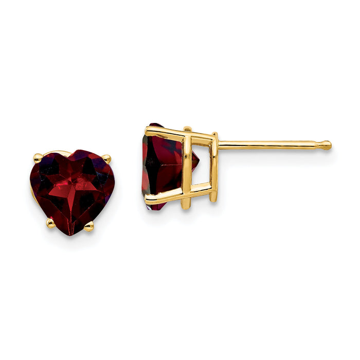 14k 7mm Heart Garnet Earrings-XE99GA