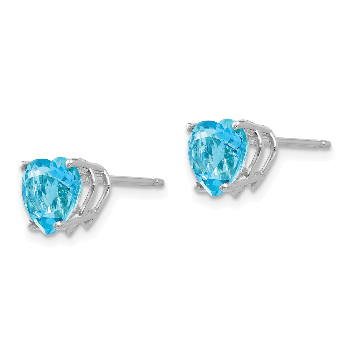 14k White Gold 7mm Heart Blue Topaz Earrings-XE99WBT