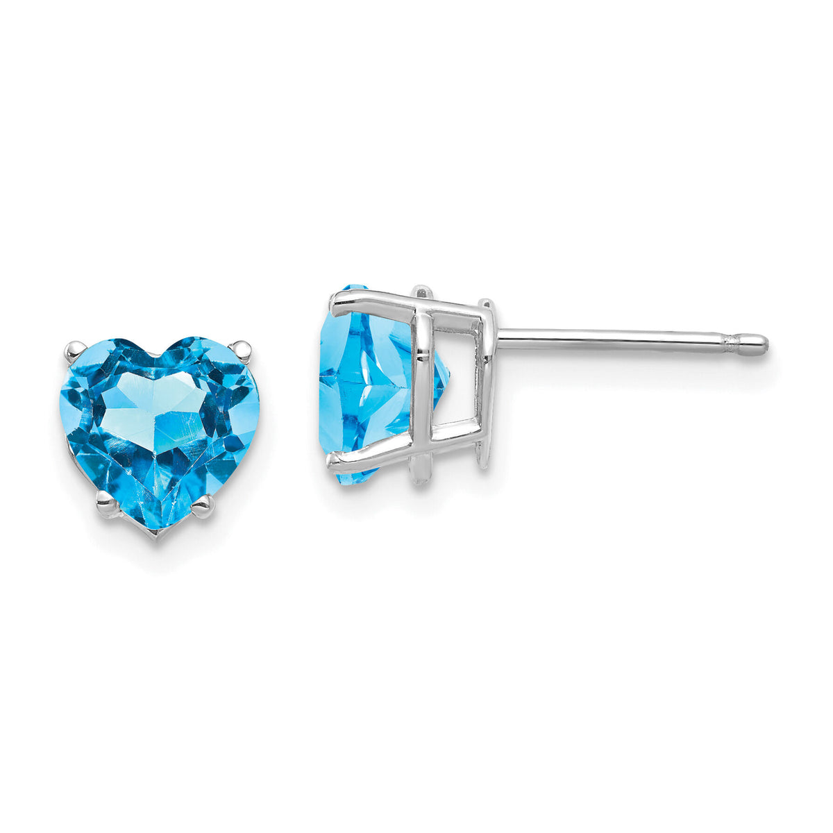 14k White Gold 7mm Heart Blue Topaz Earrings-XE99WBT