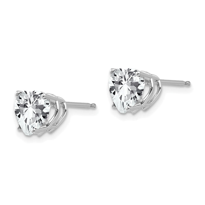 14k White Gold Cubic Zirconia Heart Stud Earrings-XE99WCZ