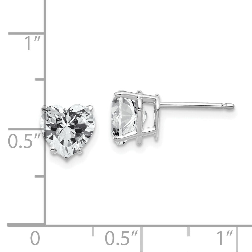14k White Gold Cubic Zirconia Heart Stud Earrings-XE99WCZ