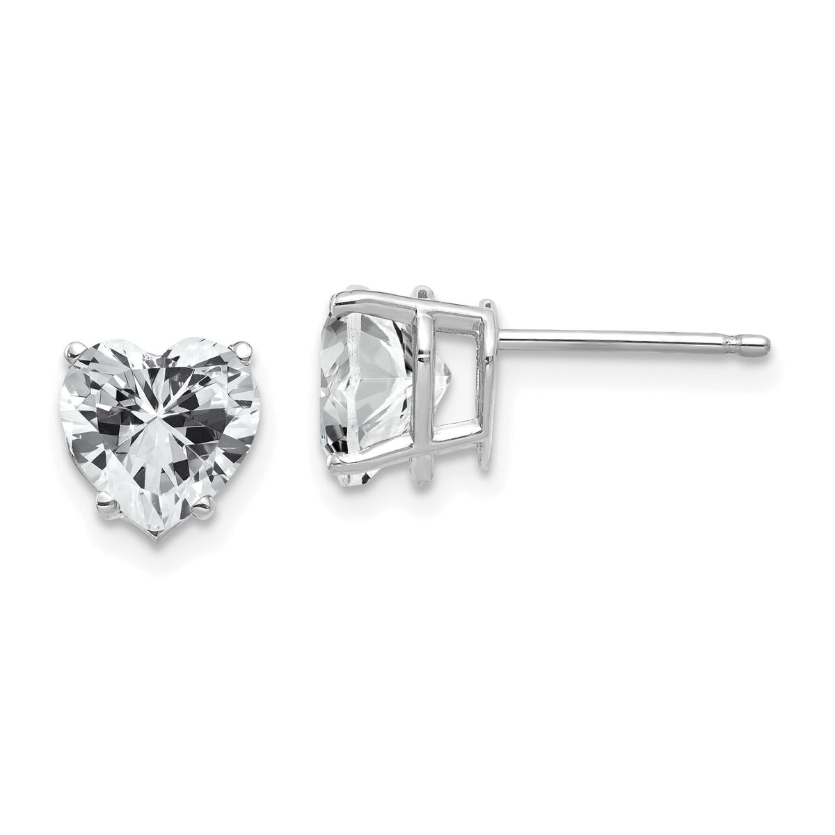 14k White Gold Cubic Zirconia Heart Stud Earrings-XE99WCZ