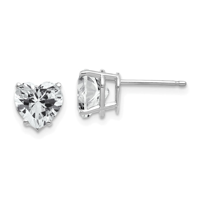 14k White Gold Cubic Zirconia Heart Stud Earrings-XE99WCZ
