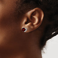 14k White Gold 7mm Heart Garnet Earrings-XE99WGA