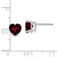14k White Gold 7mm Heart Garnet Earrings-XE99WGA