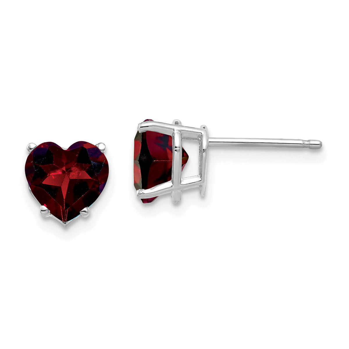 14k White Gold 7mm Heart Garnet Earrings-XE99WGA