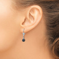 14K White Gold 5-6mm Black Semi-round FWC Pearl Leverback Earrings-XF214