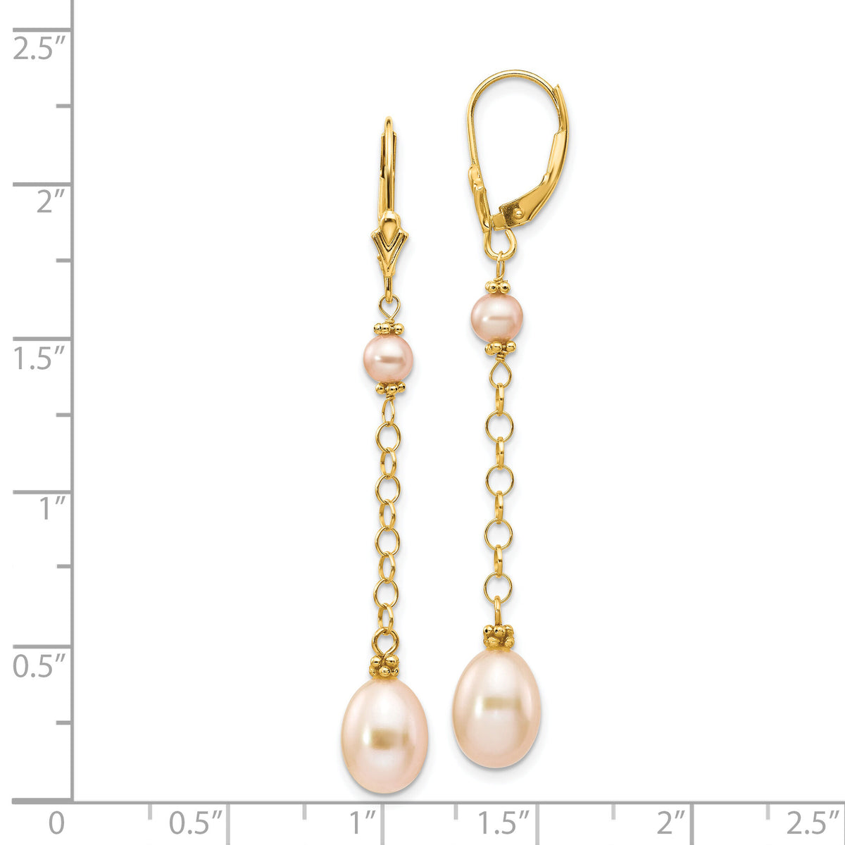 14K 5-8mm Pink Freshwater Cultured Pearl Leverback Earrings-XF226