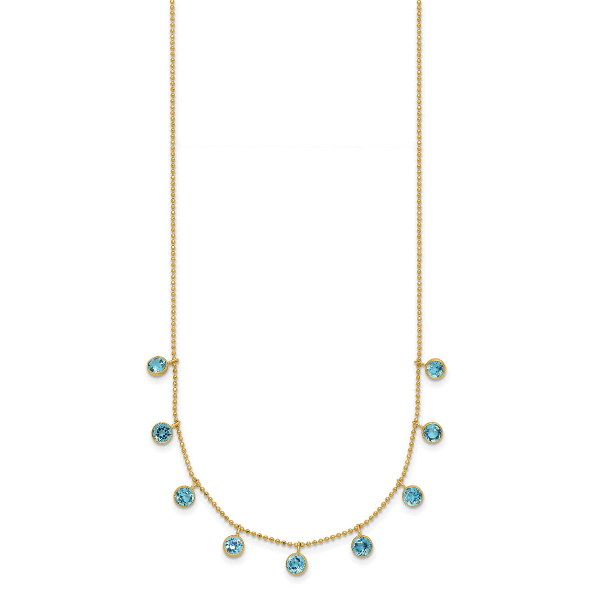 14k Blue Topaz w/2in ext. Necklace-XF2642-18
