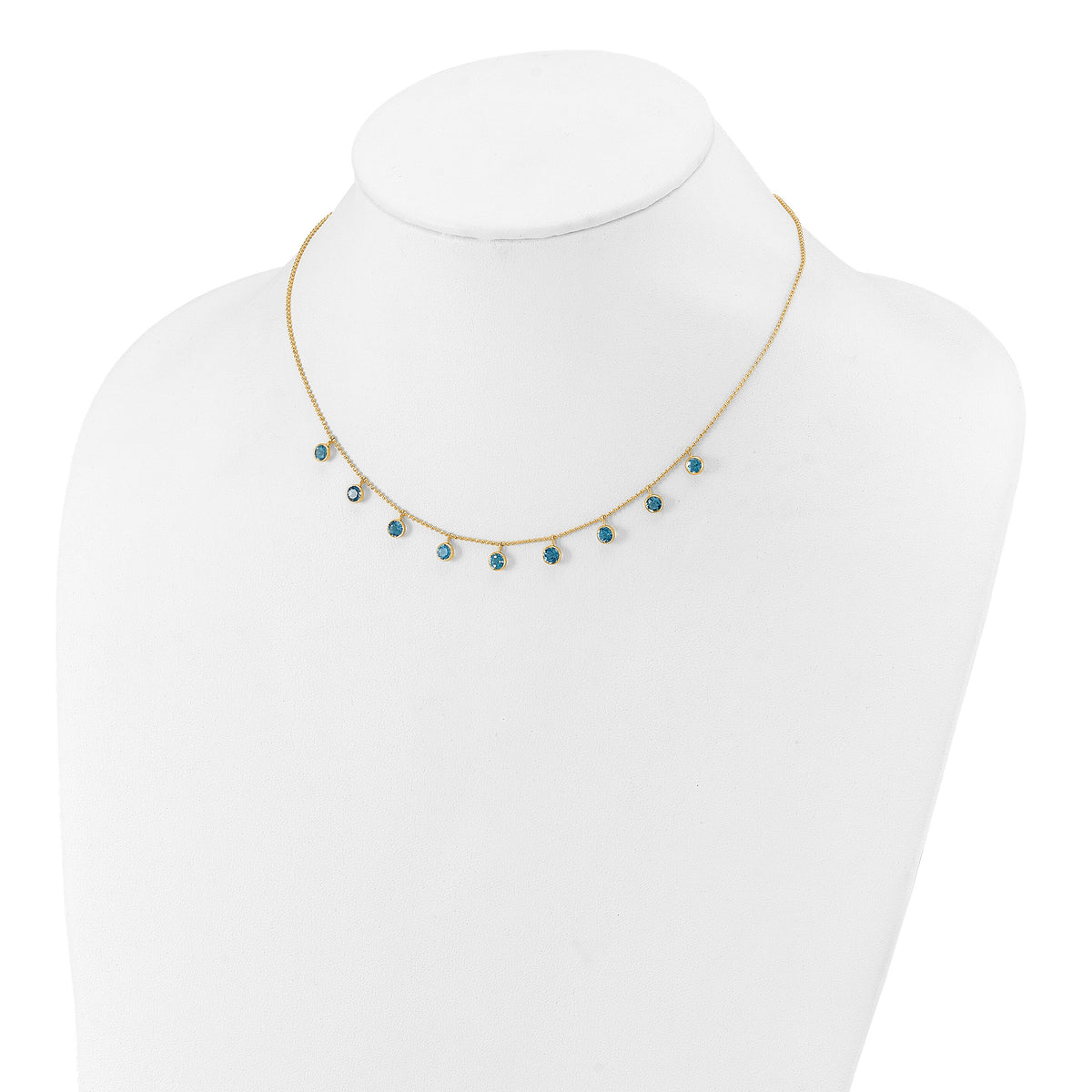 14k Blue Topaz w/2in ext. Necklace-XF2642-18