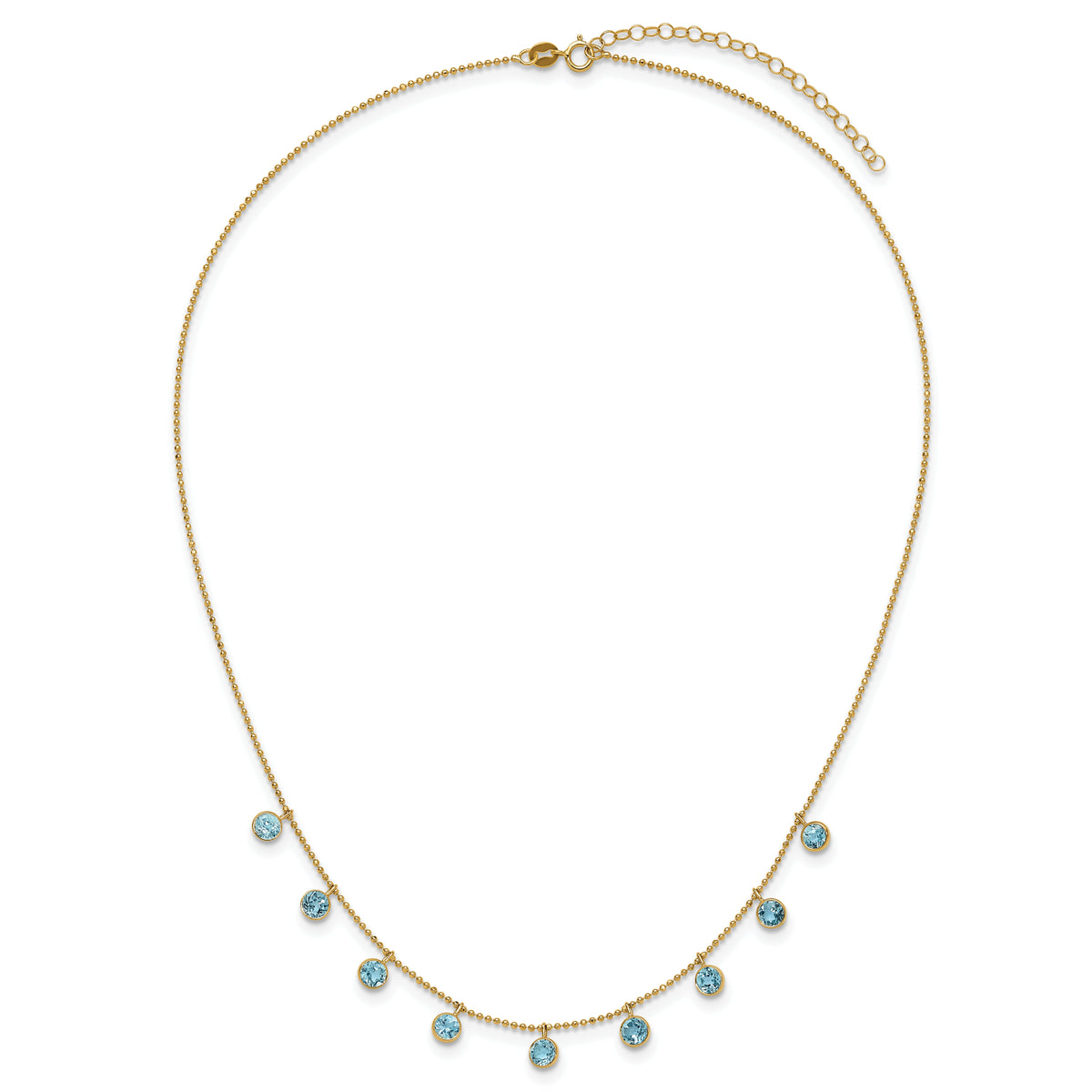 14k Blue Topaz w/2in ext. Necklace-XF2642-18