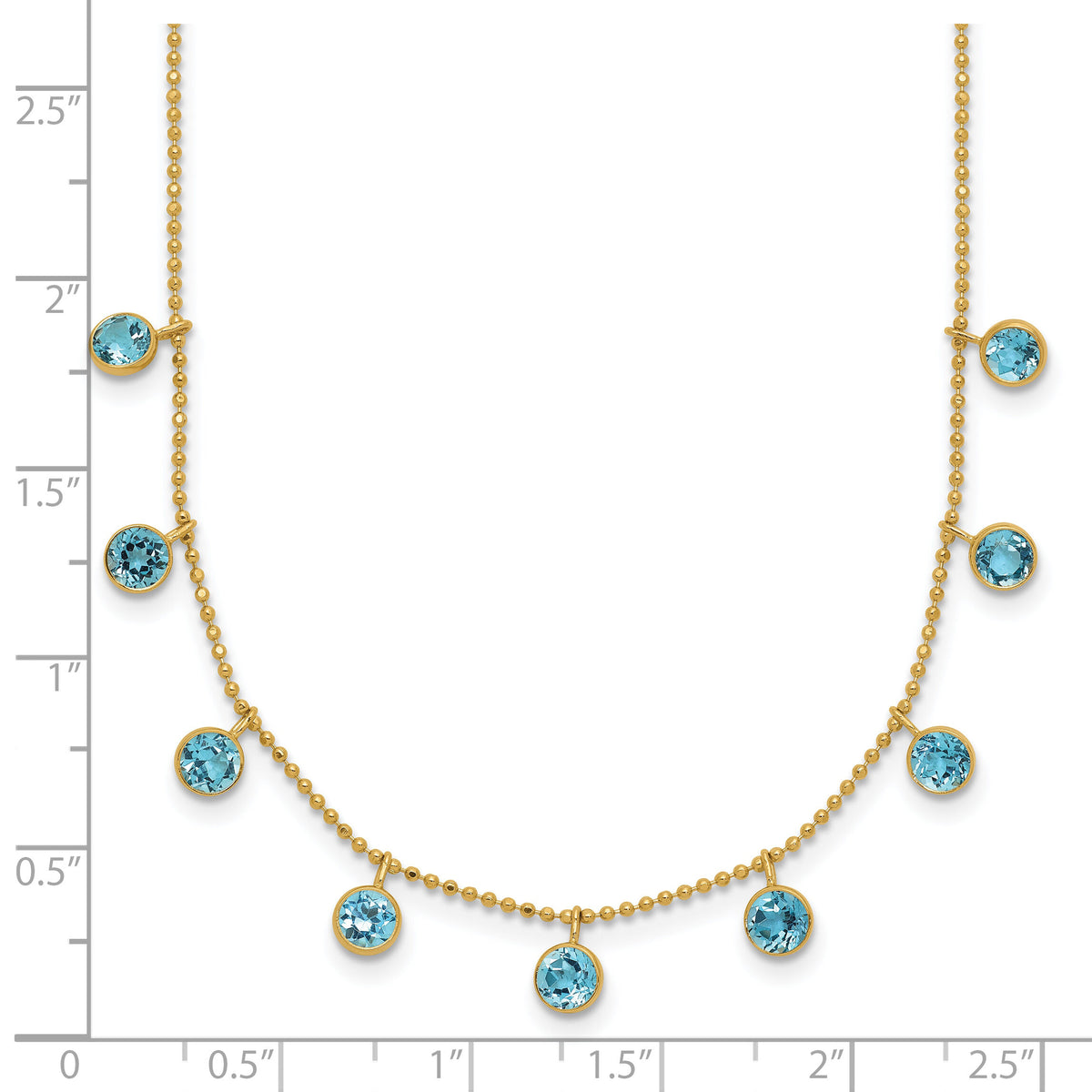 14k Blue Topaz w/2in ext. Necklace-XF2642-18