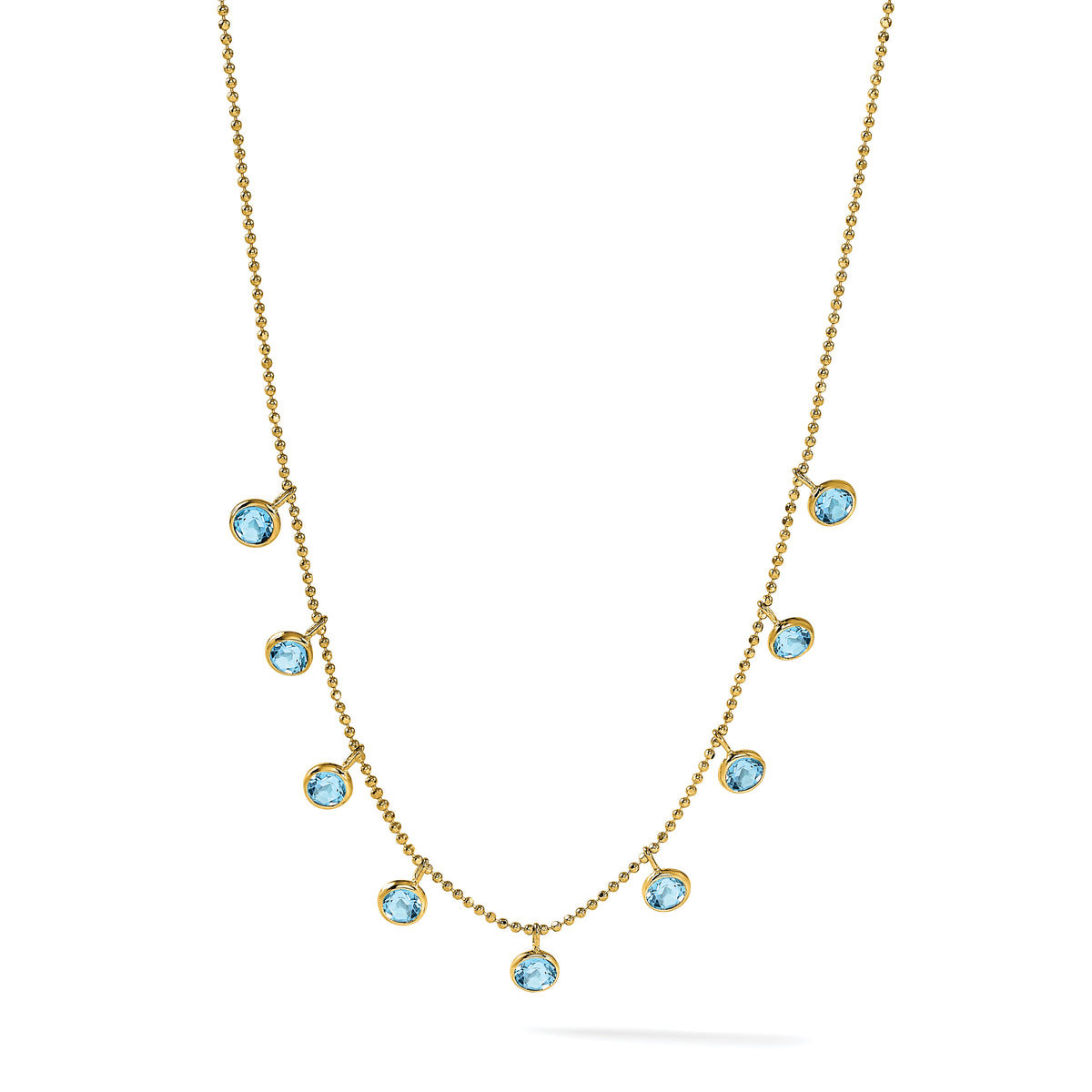 14k Blue Topaz w/2in ext. Necklace-XF2642-18