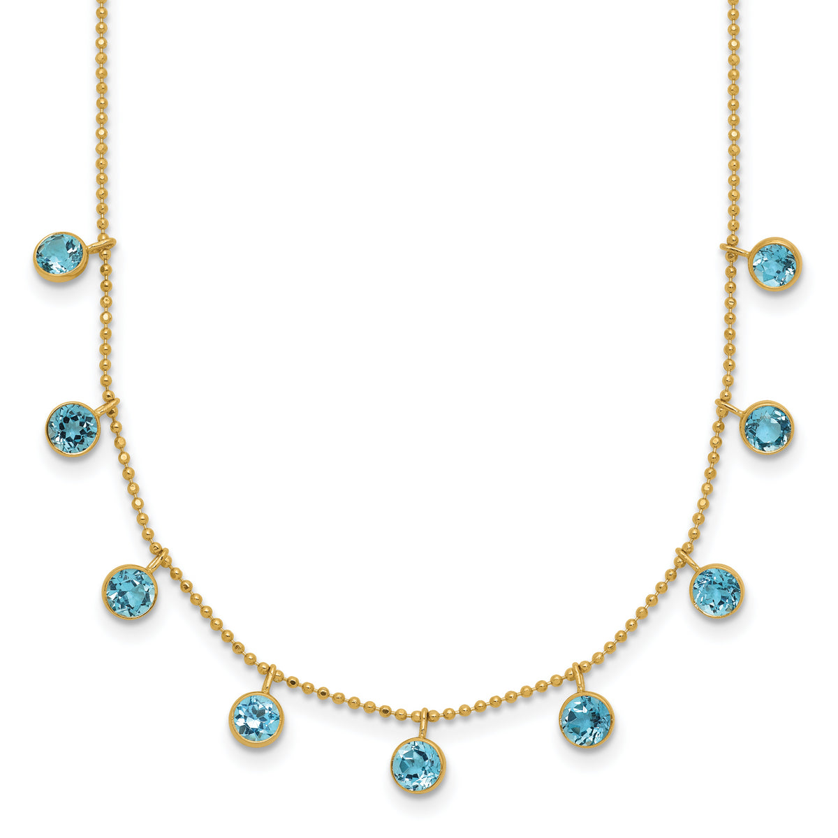 14k Blue Topaz w/2in ext. Necklace-XF2642-18