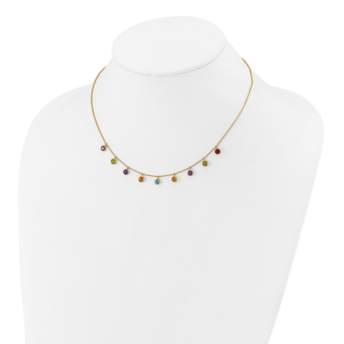 14K Multi-color Gemstone Necklace 16" w/ 2in ext.-XF2648-18