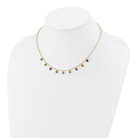 14K Multi-color Gemstone Necklace 16" w/ 2in ext.-XF2648-18