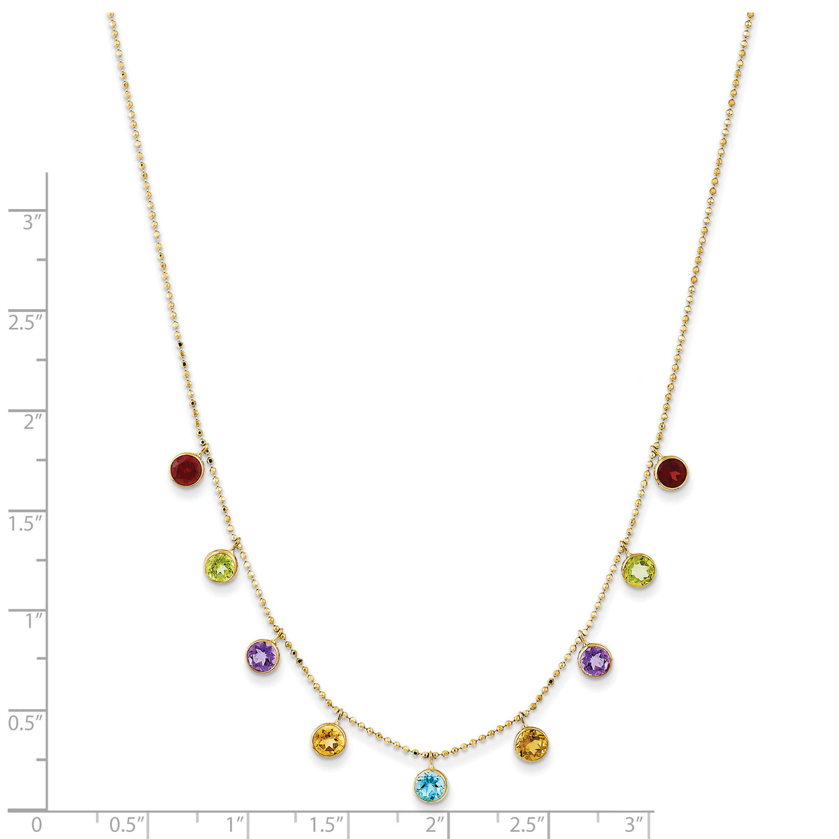 14K Multi-color Gemstone Necklace 16" w/ 2in ext.-XF2648-18