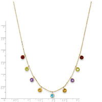14K Multi-color Gemstone Necklace 16" w/ 2in ext.-XF2648-18