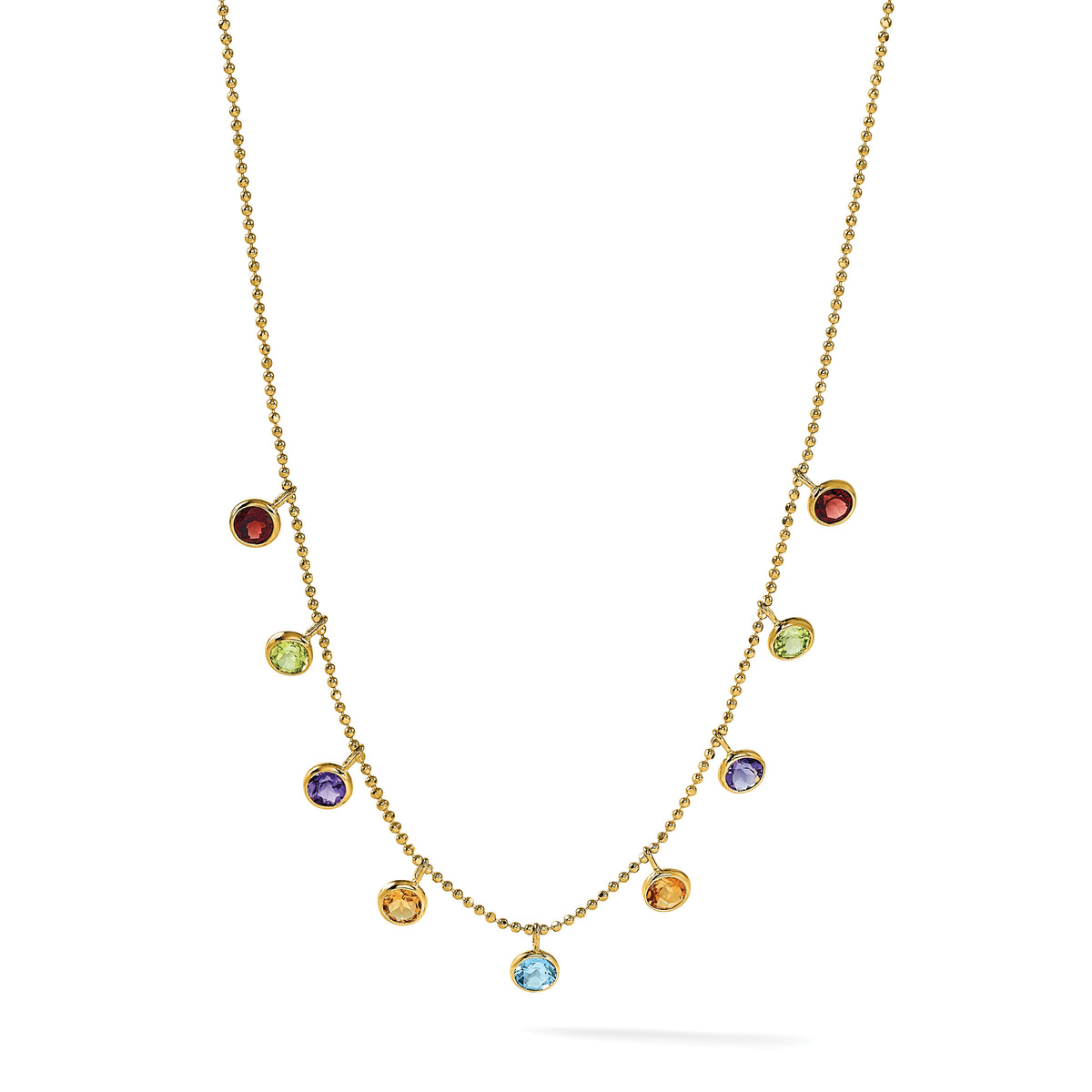 14K Multi-color Gemstone Necklace 16" w/ 2in ext.-XF2648-18