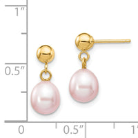 14k 6-7mm Purple Rice Freshwater Cultured Pearl Post Dangle Earrings-XF278E