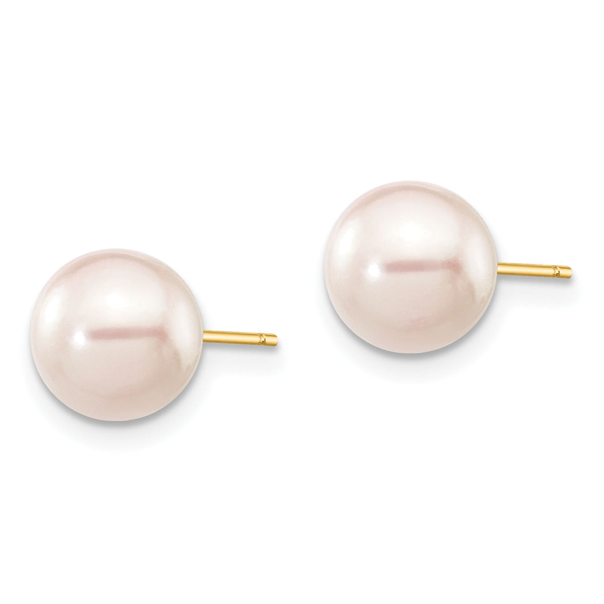 14k 7-8mm Round White Saltwater Akoya Cultured Pearl Stud Post Earrings-XF301E