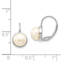 14K White Gold 6-7mm Button Freshwater Cultured Pearl Leverback Earrings-XF325E