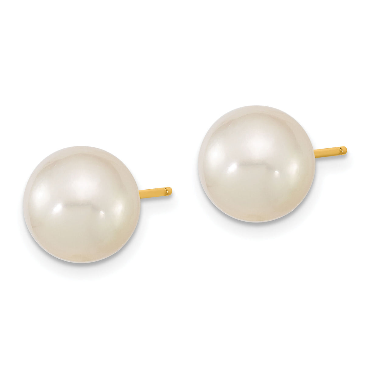 14k 9-10mm White Round Saltwater Cultured South Sea Pearl Post Earrings-XF332E