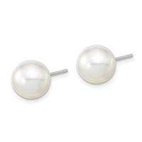 14K White Gold 9-10mm Round White Saltwater South Sea Pearl Earrings-XF332WE