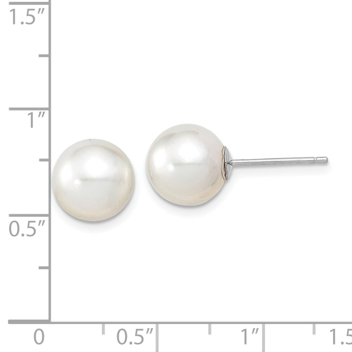 14K White Gold 9-10mm Round White Saltwater South Sea Pearl Earrings-XF332WE