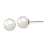 14K White Gold 9-10mm Round White Saltwater South Sea Pearl Earrings-XF332WE