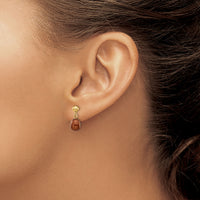 14k 6-7mm Brown Rice Freshwater Cultured Pearl Post Dangle Earrings-XF335E