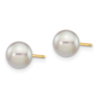 14k 6-7mm Round Grey Saltwater Akoya Cultured Pearl Stud Post Earrings-XF352E
