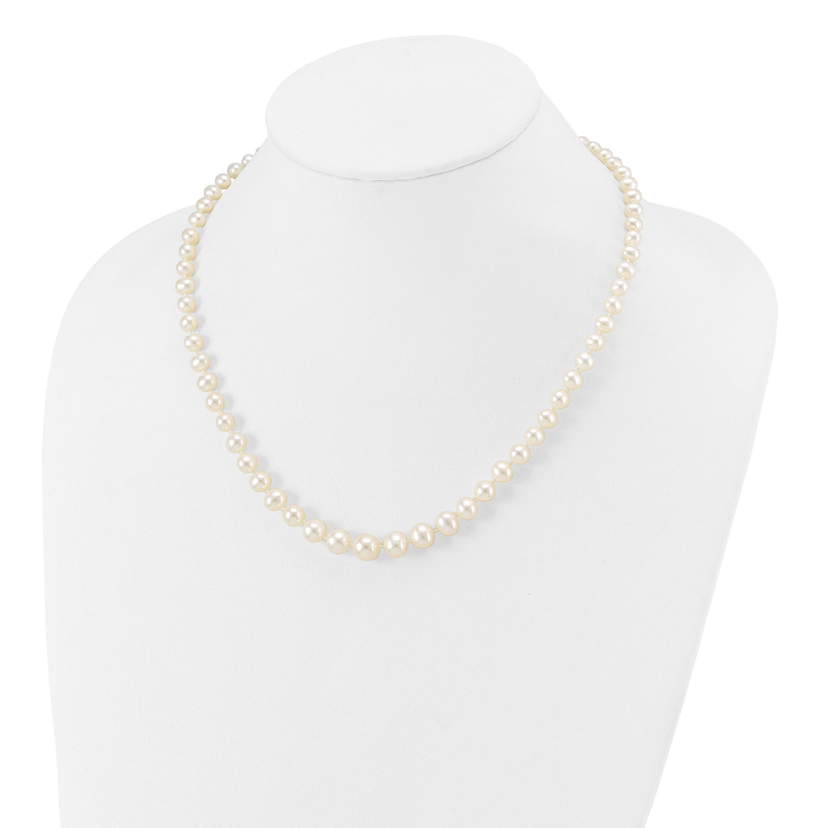 14k 4-8mm White Freshwater Cultured Pearl Graduated Necklace-XF373-18