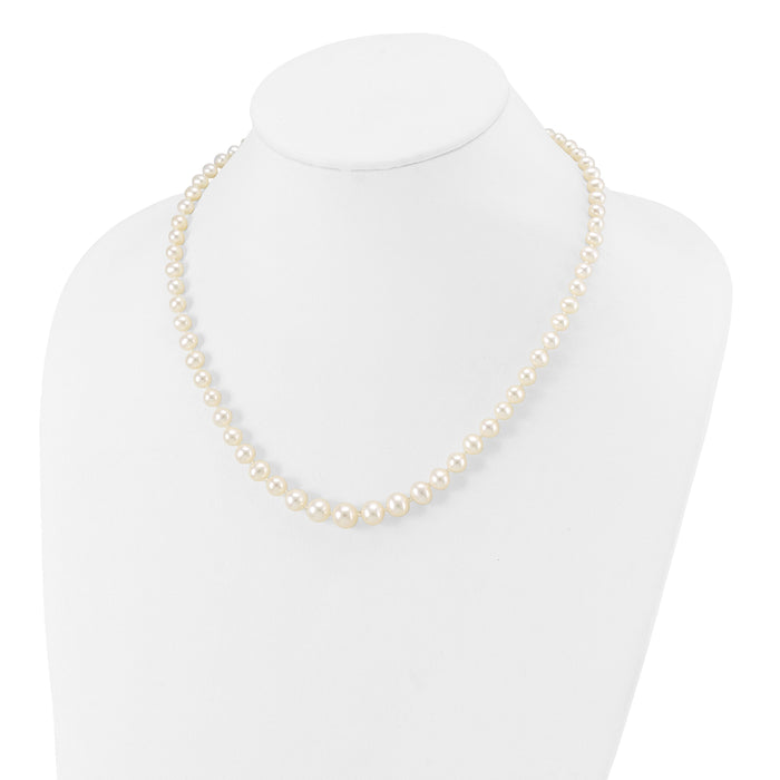 14k 4-8mm White Freshwater Cultured Pearl Graduated Necklace-XF373-18