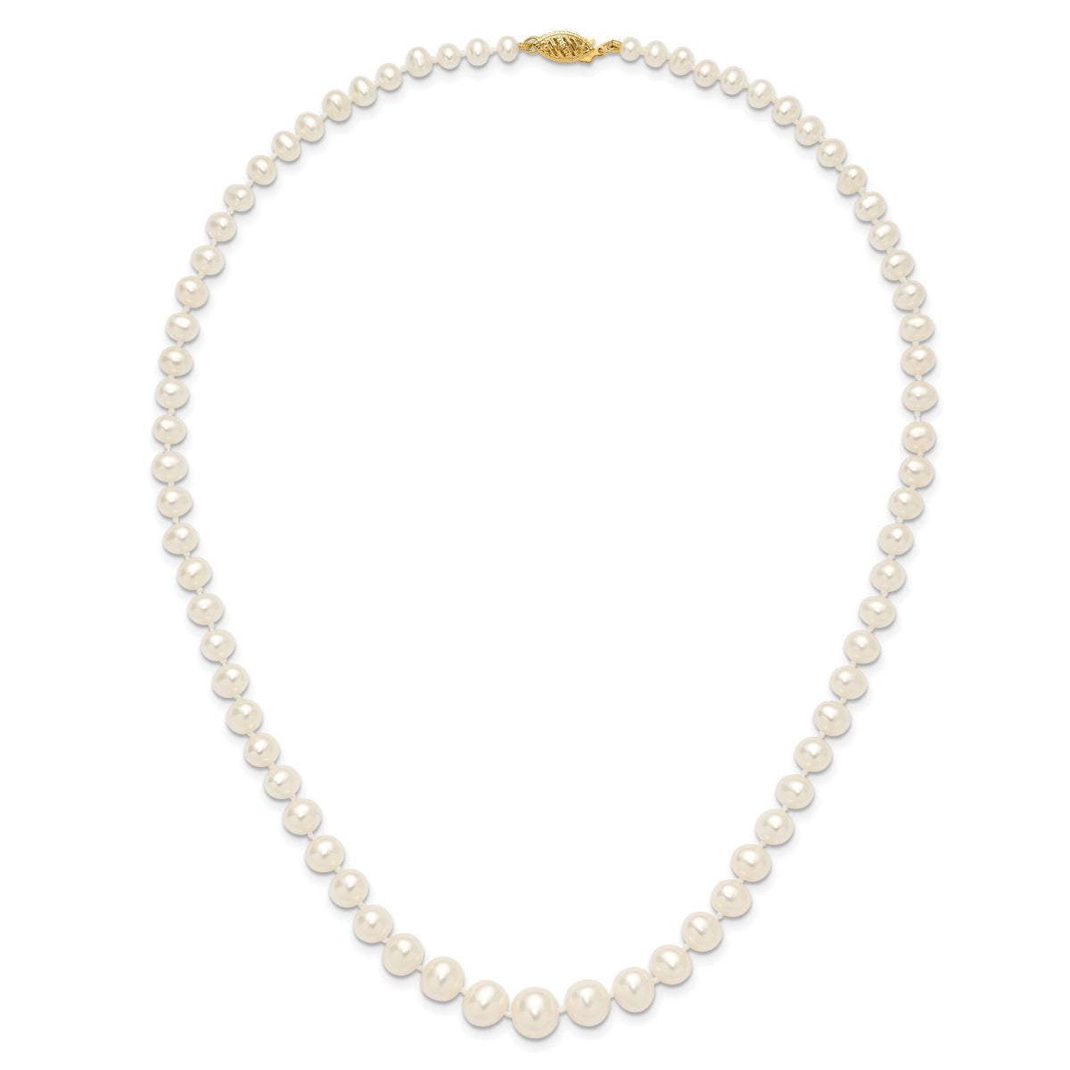 14k 4-8mm White Freshwater Cultured Pearl Graduated Necklace-XF373-18