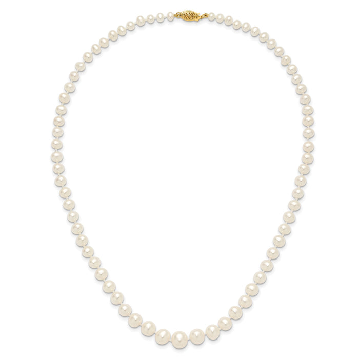 14k 4-8mm White Freshwater Cultured Pearl Graduated Necklace-XF373-18