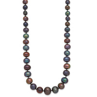 14k WG 4-10mm Graduated Near Rnd Black FWC Pearl 18in Necklace-XF373B-18
