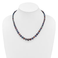 14k WG 4-10mm Graduated Near Rnd Black FWC Pearl 18in Necklace-XF373B-18