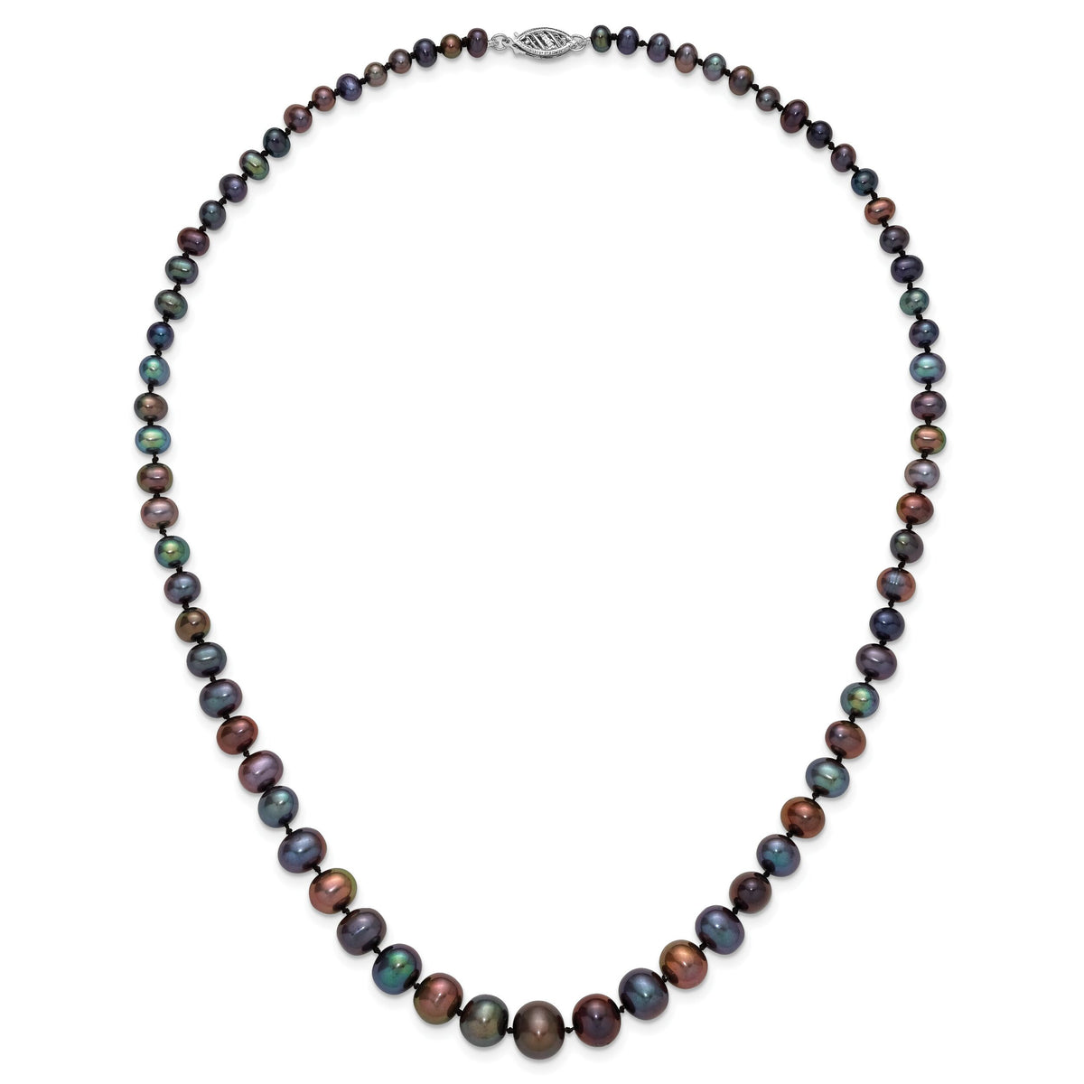 14k WG 4-10mm Graduated Near Rnd Black FWC Pearl 18in Necklace-XF373B-18