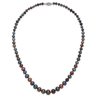 14k WG 4-10mm Graduated Near Rnd Black FWC Pearl 18in Necklace-XF373B-18