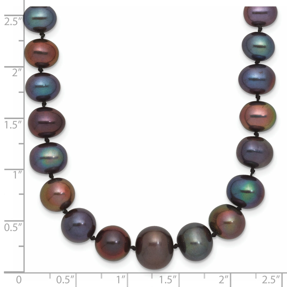 14k WG 4-10mm Graduated Near Rnd Black FWC Pearl 18in Necklace-XF373B-18