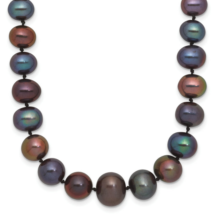 14k WG 4-10mm Graduated Near Rnd Black FWC Pearl 18in Necklace-XF373B-18