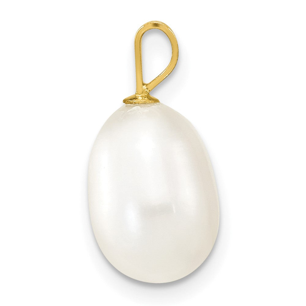 14K 8-9mm White Rice Freshwater Cultured Pearl Pendant-XF376