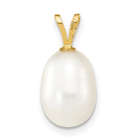 14K 8-9mm White Rice Freshwater Cultured Pearl Pendant-XF376
