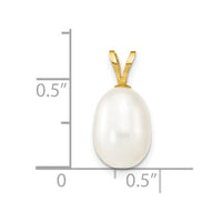 14K 8-9mm White Rice Freshwater Cultured Pearl Pendant-XF376