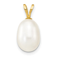 14K 8-9mm White Rice Freshwater Cultured Pearl Pendant-XF376