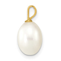 14K 7-8mm White Rice Freshwater Cultured Pearl Pendant-XF377