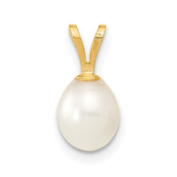 14K 6-7mm White Rice Freshwater Cultured Pearl Pendant-XF378